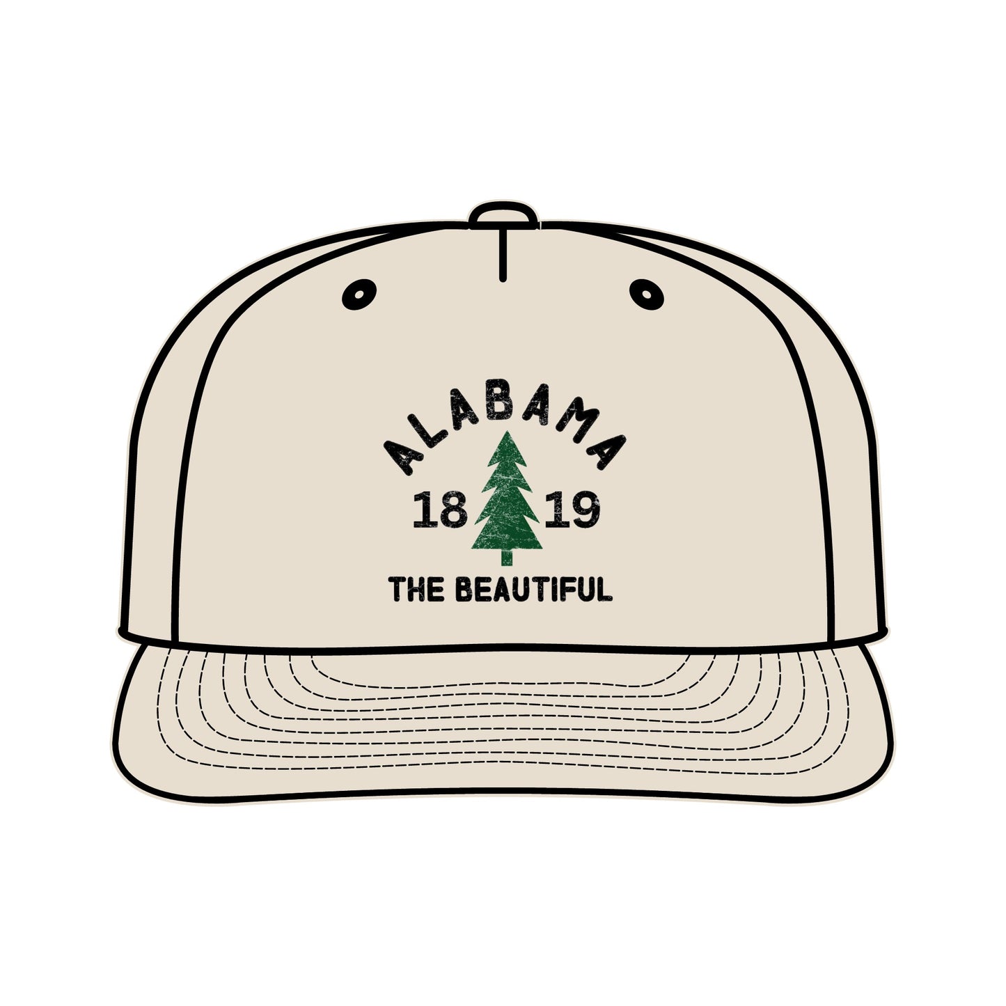 Alabama the Beautiful Pine Unstructured Nylon Cap
