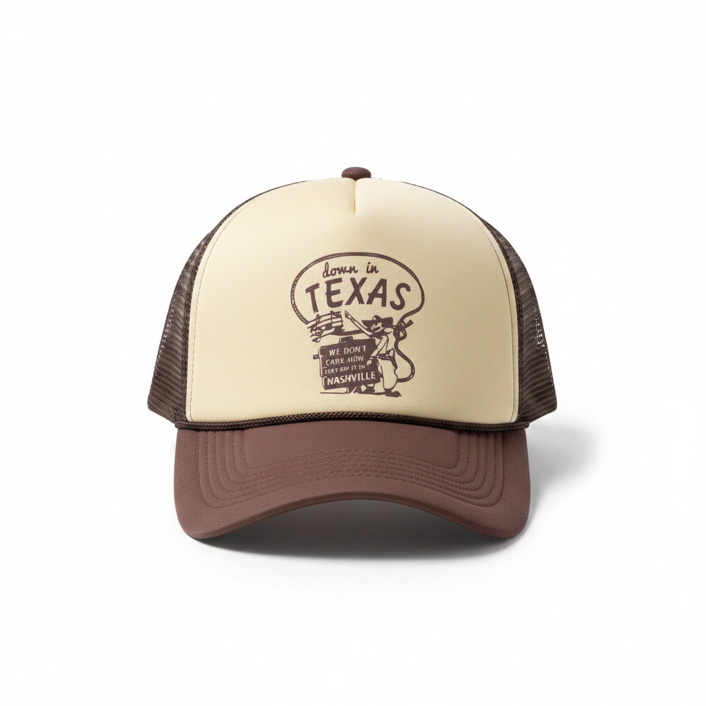 Texas - “We Don’t Care How They Do It in Nashville” Foam Trucker w/Rope cap product image by Birmingham Hat Co.