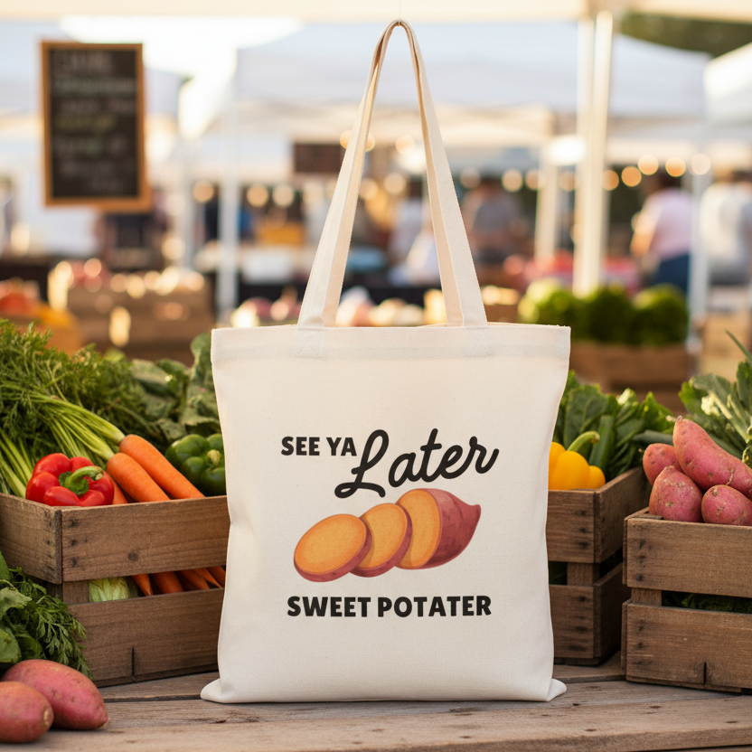See Ya Later Sweet Potater Tote Bag tote bag product image by Birmingham Hat Co.