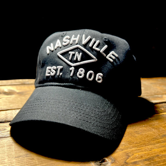 Nashville 1806 Diamond Unstructured Cap Black